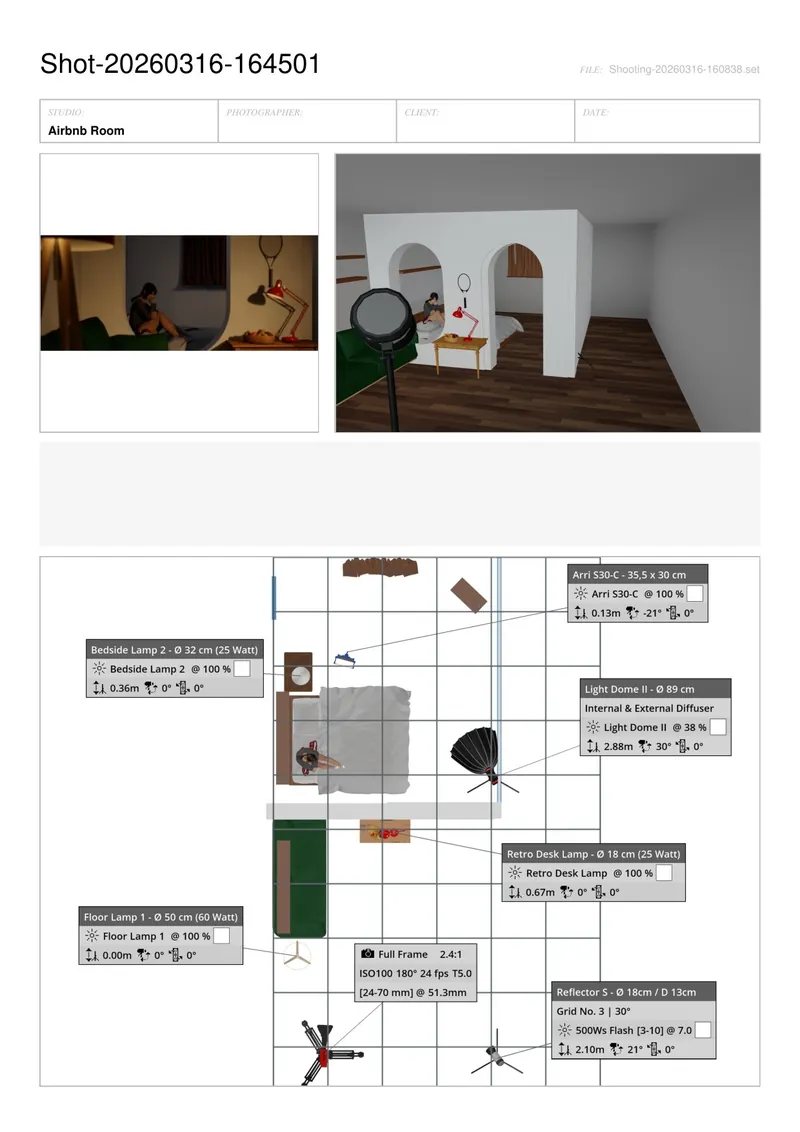 Set.a.Light 3D · set build & lighting for the Airbnb room
