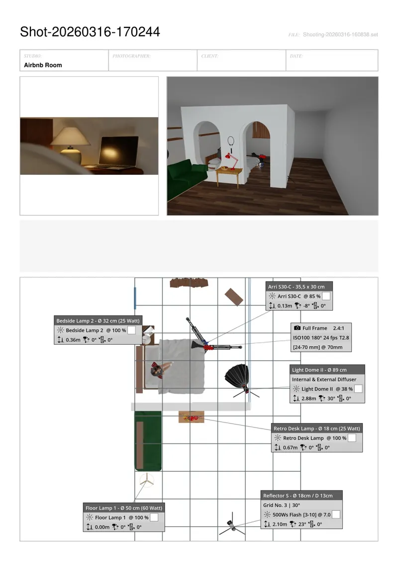 Set.a.Light 3D · set build & lighting for the Airbnb room