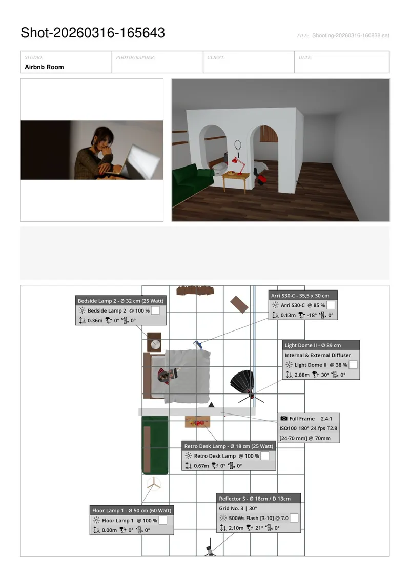 Set.a.Light 3D · set build & lighting for the Airbnb room