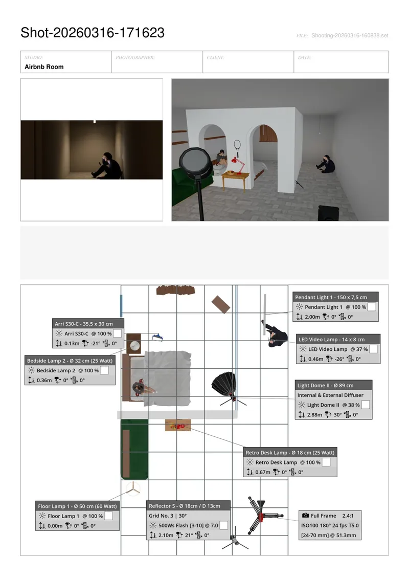 Set.a.Light 3D · set build & lighting for the Airbnb room